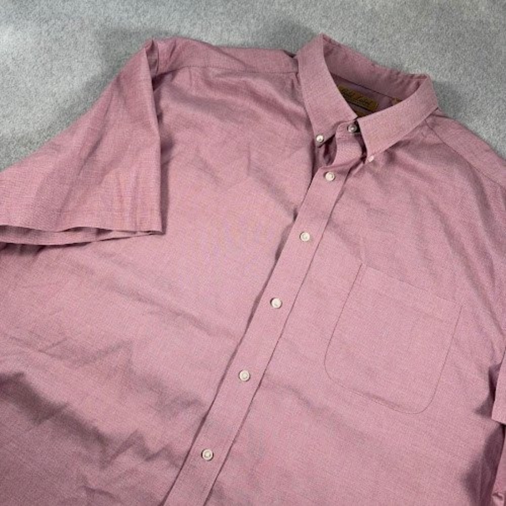 Roundtree & Yorke Gold Label Shirt Mens 3XB Pink Solid Short Sleeve Non-Iron